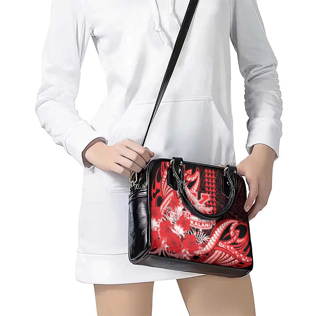 Hawaii Kalani High School Shoulder Handbag Tribal Tattoo With Hibiscus Flowers LT05 - Polynesian Pride