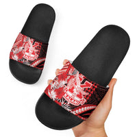 Hawaii Kalani High School Slide Sandals Tribal Tattoo With Hibiscus Flowers LT05 - Polynesian Pride
