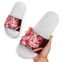Hawaii Kalani High School Slide Sandals Tribal Tattoo With Hibiscus Flowers LT05 - Polynesian Pride