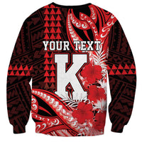 Personalised Hawaii Kalani High School Sweatshirt Tribal Tattoo With Hibiscus Flowers LT05 - Polynesian Pride