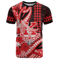 Personalised Hawaii Kalani High School T Shirt Tribal Tattoo With Hibiscus Flowers LT05 Red - Polynesian Pride