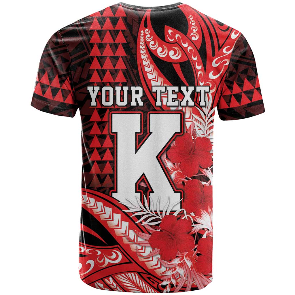 Personalised Hawaii Kalani High School T Shirt Tribal Tattoo With Hibiscus Flowers LT05 - Polynesian Pride