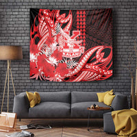 Hawaii Kalani High School Tapestry Tribal Tattoo With Hibiscus Flowers