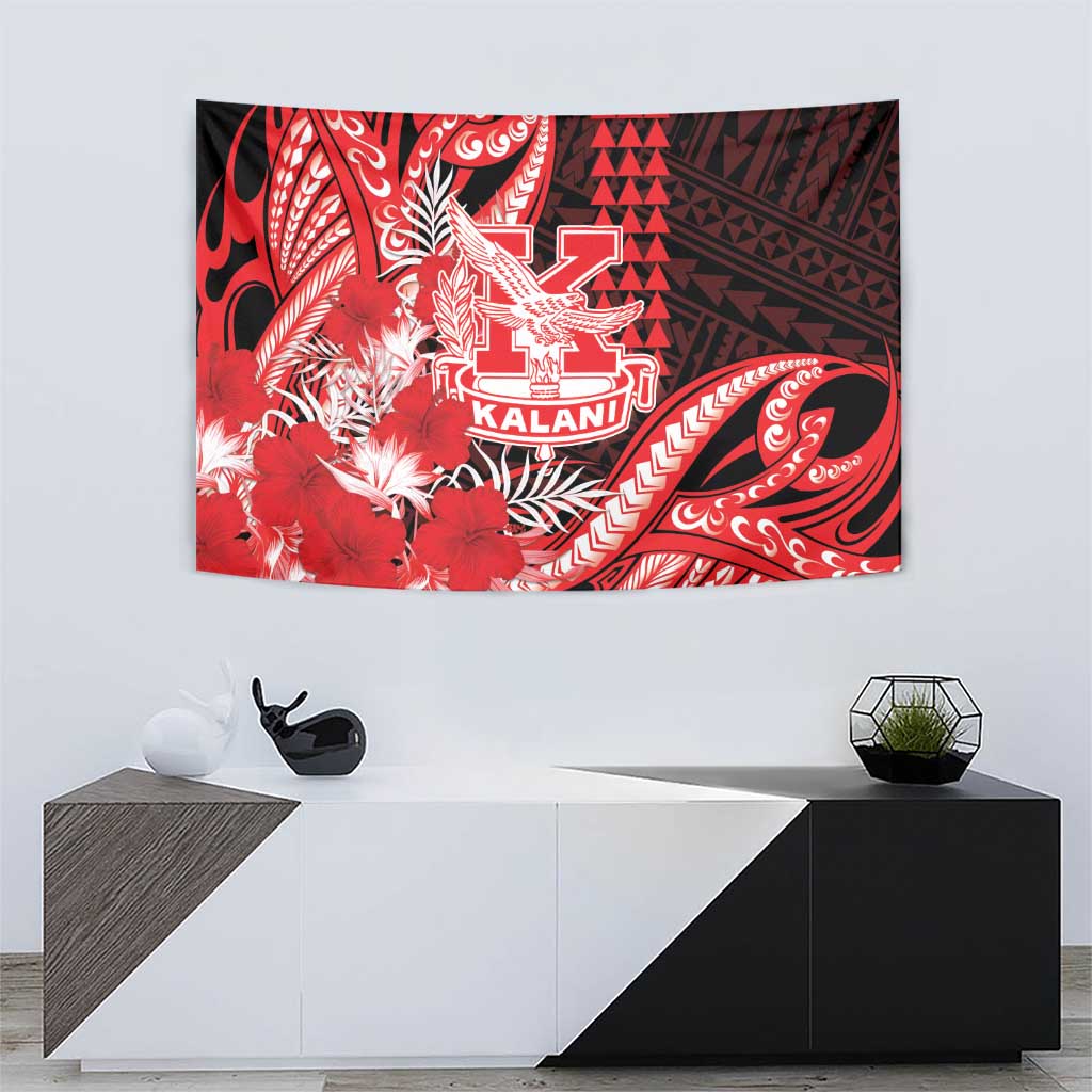 Hawaii Kalani High School Tapestry Tribal Tattoo With Hibiscus Flowers