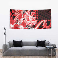 Hawaii Kalani High School Tapestry Tribal Tattoo With Hibiscus Flowers