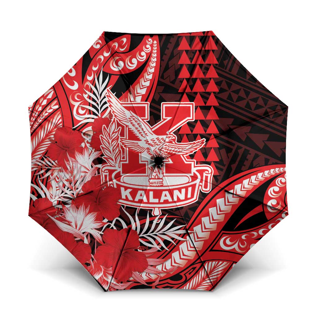 Hawaii Kalani High School Umbrella Tribal Tattoo With Hibiscus Flowers