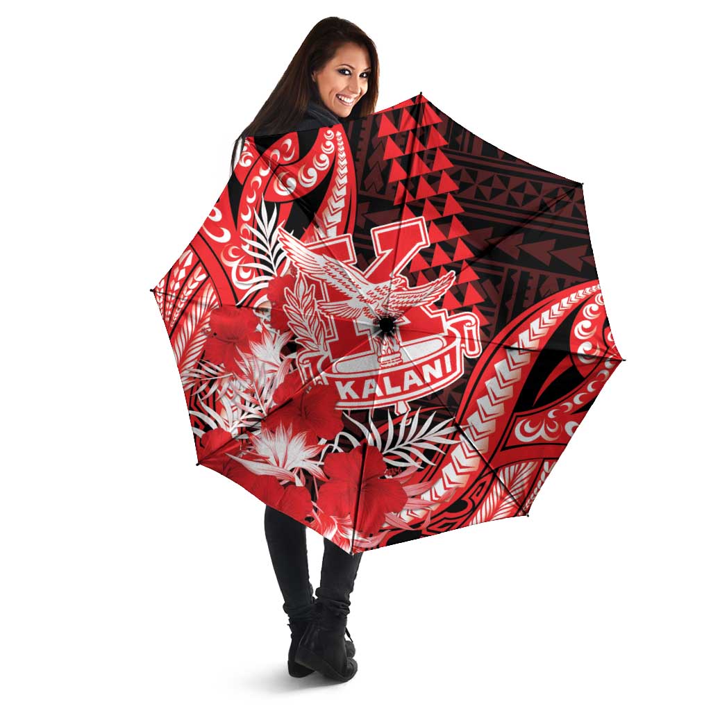 Hawaii Kalani High School Umbrella Tribal Tattoo With Hibiscus Flowers