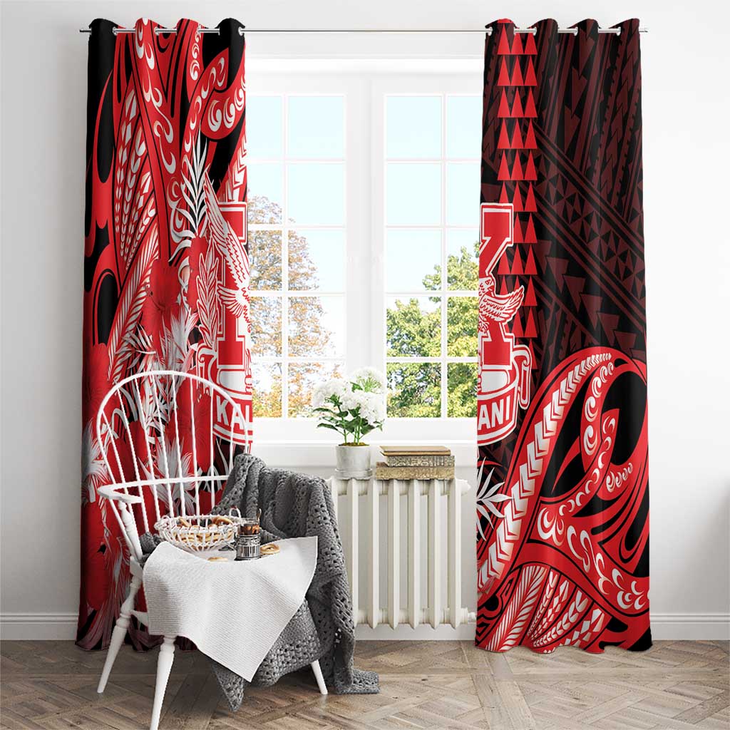 Hawaii Kalani High School Window Curtain Tribal Tattoo With Hibiscus Flowers