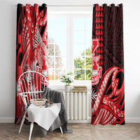 Hawaii Kalani High School Window Curtain Tribal Tattoo With Hibiscus Flowers