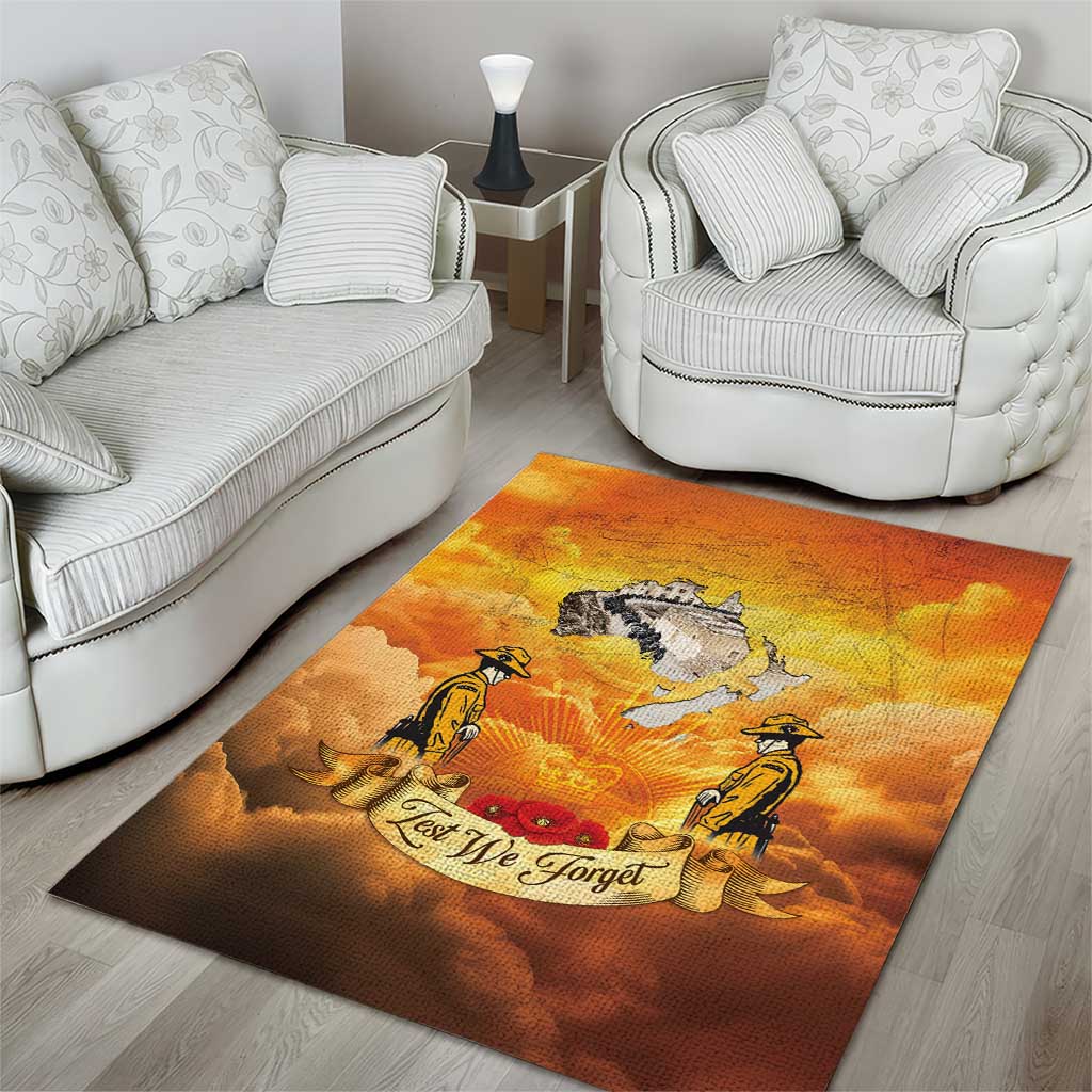 New Zealand And Australia ANZAC Day Area Rug Sinai Palestine Campaign Lest We Forget