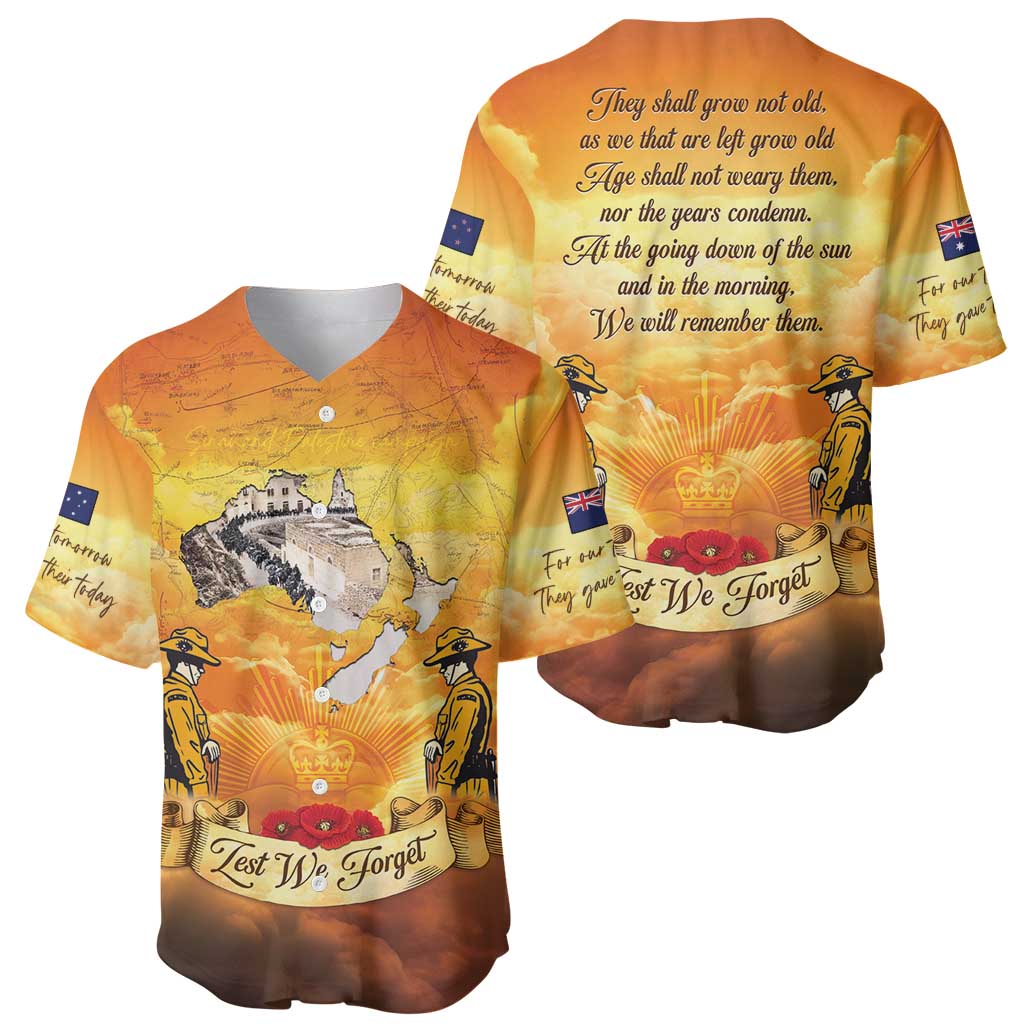 New Zealand And Australia ANZAC Day Baseball Jersey Sinai Palestine Campaign Lest We Forget
