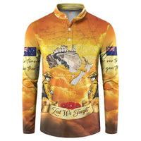 New Zealand And Australia ANZAC Day Button Sweatshirt Sinai Palestine Campaign Lest We Forget LT05 Orange - Polynesian Pride