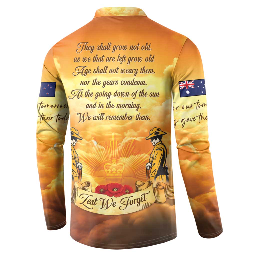 New Zealand And Australia ANZAC Day Button Sweatshirt Sinai Palestine Campaign Lest We Forget LT05 - Polynesian Pride