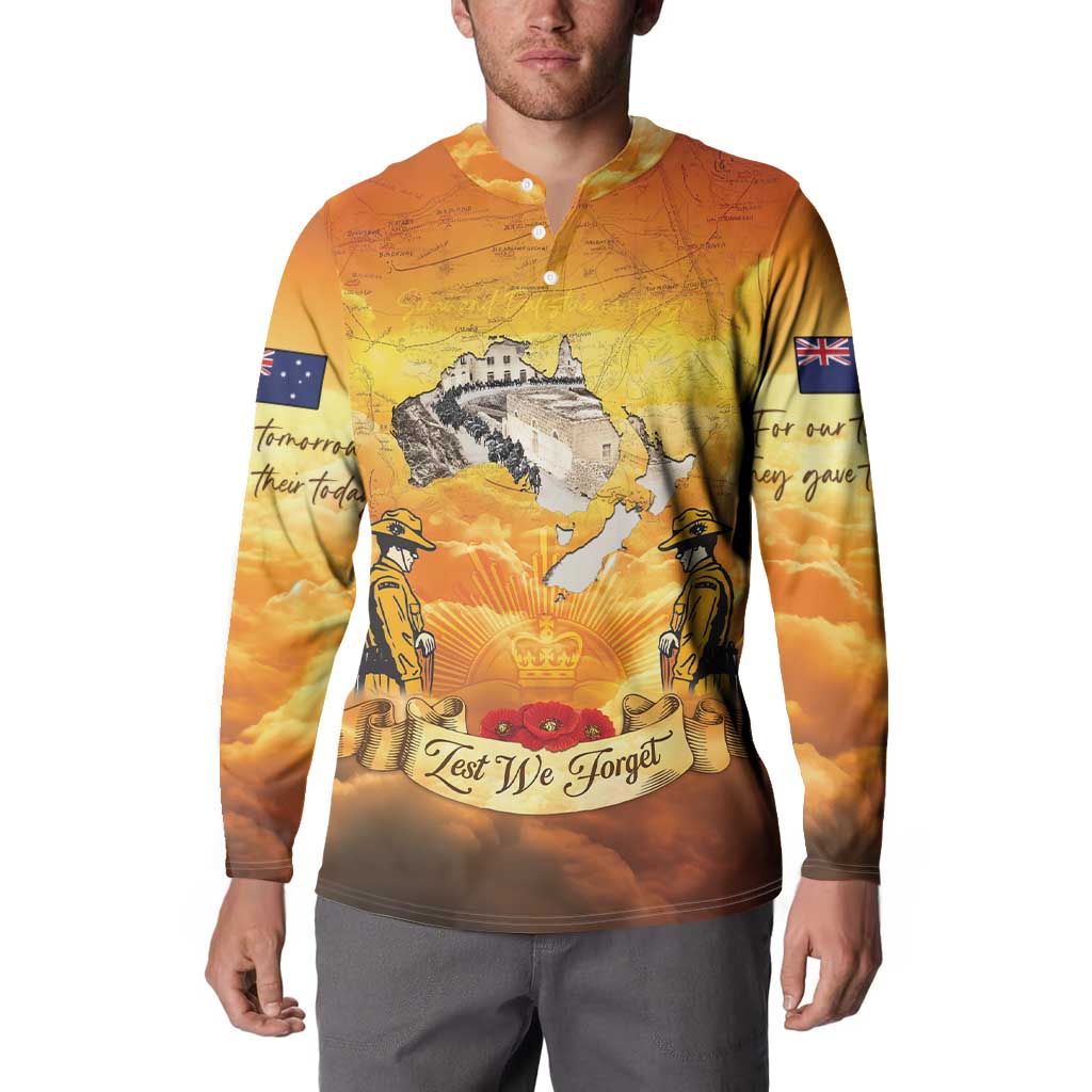 New Zealand And Australia ANZAC Day Button Sweatshirt Sinai Palestine Campaign Lest We Forget LT05 - Polynesian Pride