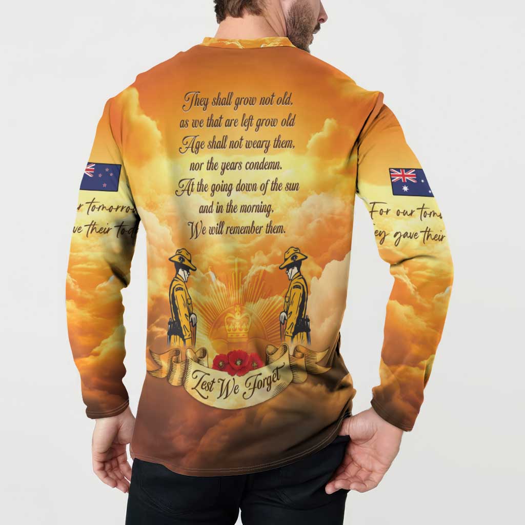 New Zealand And Australia ANZAC Day Button Sweatshirt Sinai Palestine Campaign Lest We Forget LT05 - Polynesian Pride