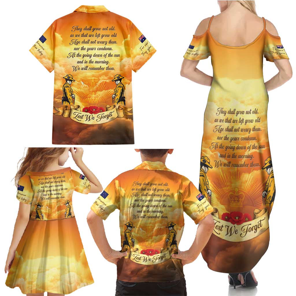 New Zealand And Australia ANZAC Day Family Matching Summer Maxi Dress and Hawaiian Shirt Sinai Palestine Campaign Lest We Forget