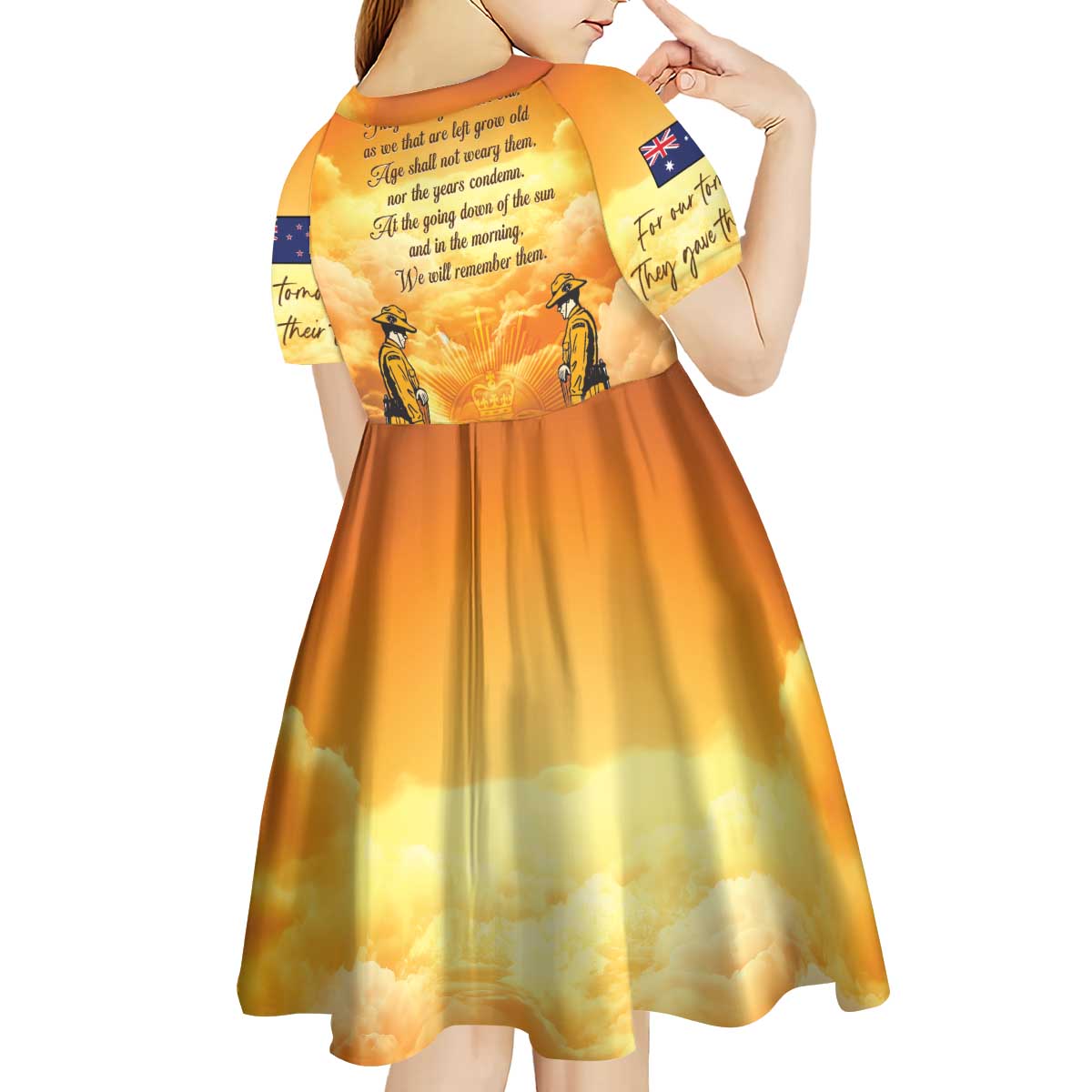 New Zealand And Australia ANZAC Day Kid Short Sleeve Dress Sinai Palestine Campaign Lest We Forget