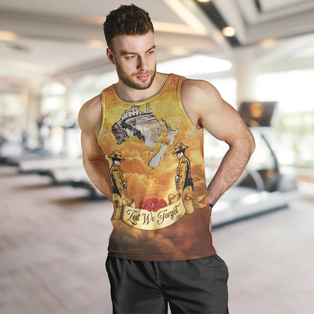New Zealand And Australia ANZAC Day Men Tank Top Sinai Palestine Campaign Lest We Forget LT05 Orange - Polynesian Pride