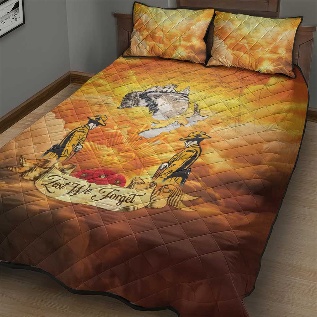 New Zealand And Australia ANZAC Day Quilt Bed Set Sinai Palestine Campaign Lest We Forget