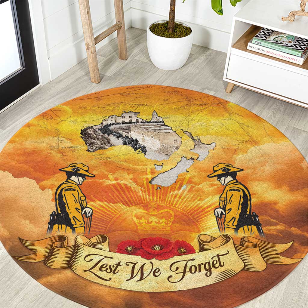New Zealand And Australia ANZAC Day Round Carpet Sinai Palestine Campaign Lest We Forget