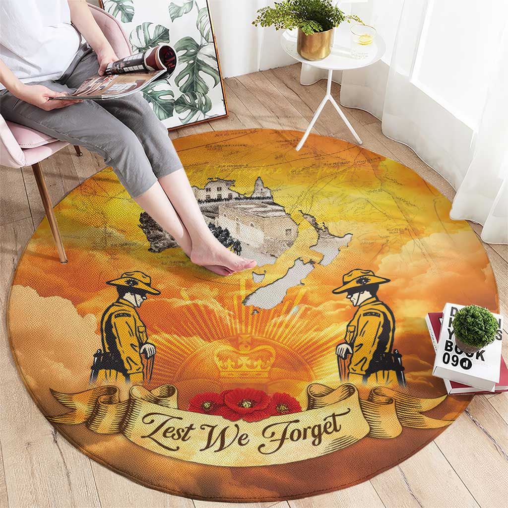 New Zealand And Australia ANZAC Day Round Carpet Sinai Palestine Campaign Lest We Forget