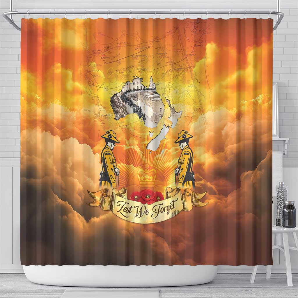 New Zealand And Australia ANZAC Day Shower Curtain Sinai Palestine Campaign Lest We Forget