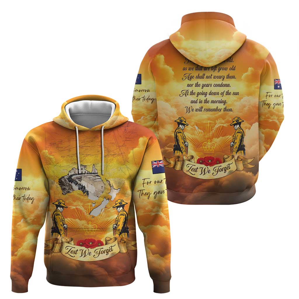 New Zealand And Australia ANZAC Day Zip Hoodie Sinai Palestine Campaign Lest We Forget