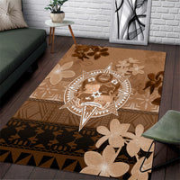 Tonga Emancipation Day Area Rug Tongan Kupesi Ngatu Pattern Vintage Style LT05 Brown - Polynesian Pride