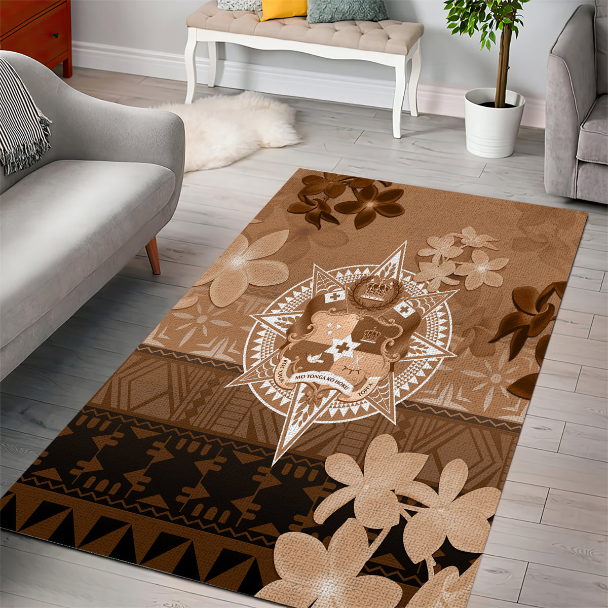 Tonga Emancipation Day Area Rug Tongan Kupesi Ngatu Pattern Vintage Style LT05 - Polynesian Pride
