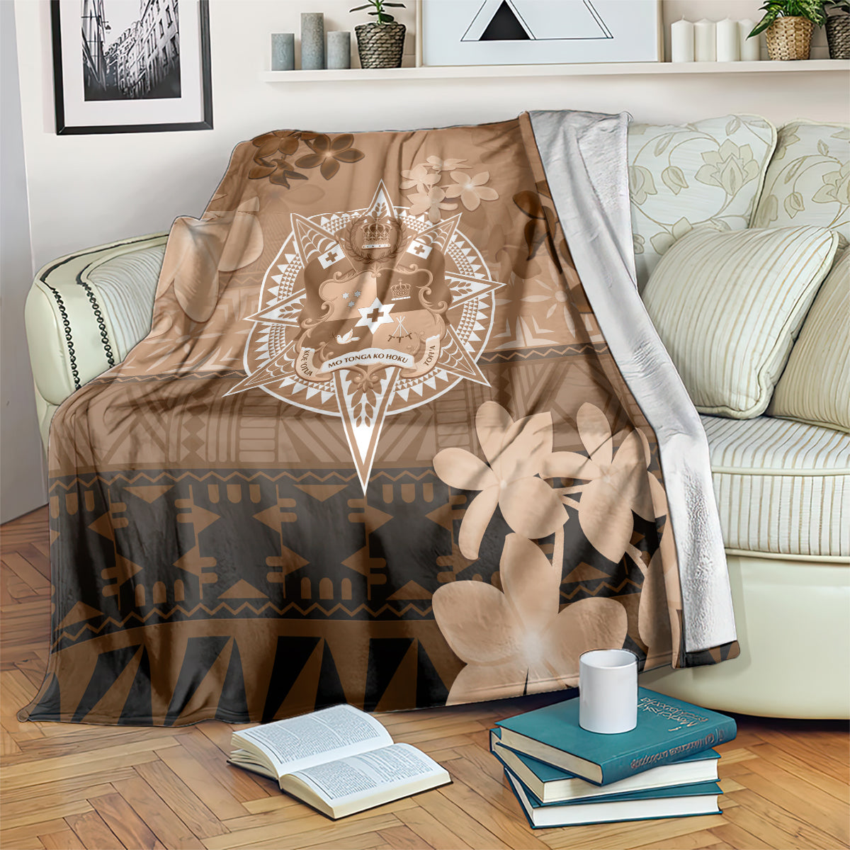 Tonga Emancipation Day Blanket Tongan Kupesi Ngatu Pattern Vintage Style LT05 Brown - Polynesian Pride