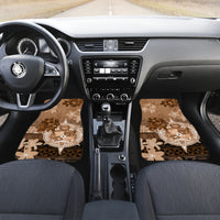 Tonga Emancipation Day Car Mats Tongan Kupesi Ngatu Pattern Vintage Style LT05 Set 2pcs - Front Brown - Polynesian Pride