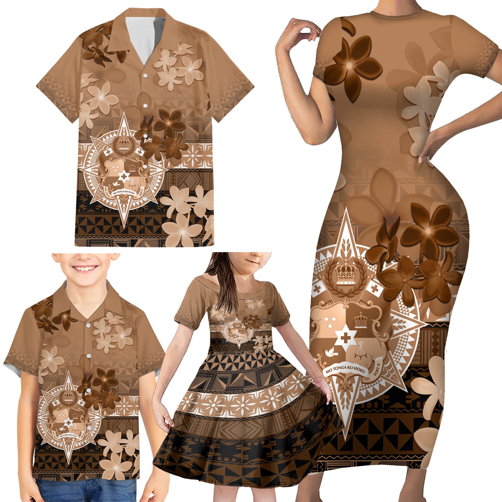 Tonga Emancipation Day Family Matching Short Sleeve Bodycon Dress and Hawaiian Shirt Tongan Kupesi Ngatu Pattern Vintage Style