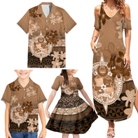 Tonga Emancipation Day Family Matching Summer Maxi Dress and Hawaiian Shirt Tongan Kupesi Ngatu Pattern Vintage Style