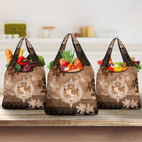 Tonga Emancipation Day Grocery Bag Tongan Kupesi Ngatu Pattern Vintage Style LT05 3-pack One Size Brown - Polynesian Pride