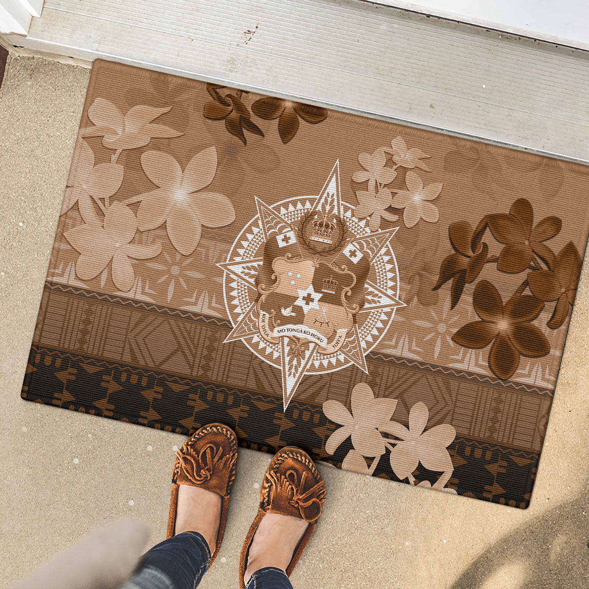 Tonga Emancipation Day Rubber Doormat Tongan Kupesi Ngatu Pattern Vintage Style LT05 - Polynesian Pride