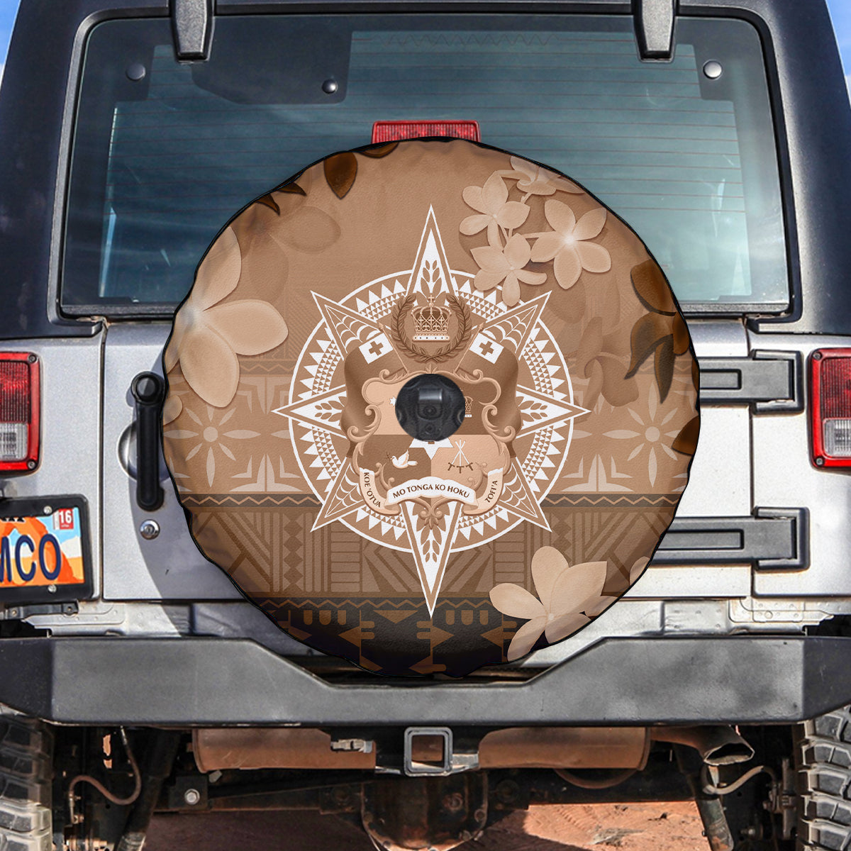Tonga Emancipation Day Spare Tire Cover Tongan Kupesi Ngatu Pattern Vintage Style LT05 Brown - Polynesian Pride