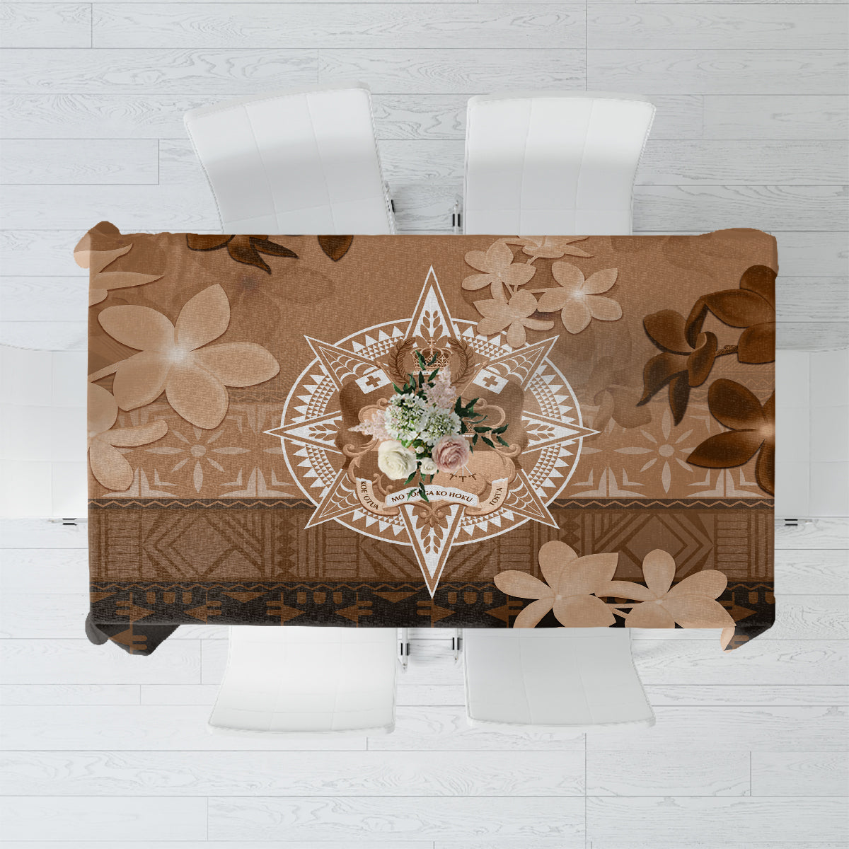 Tonga Emancipation Day Tablecloth Tongan Kupesi Ngatu Pattern Vintage Style LT05 Brown - Polynesian Pride