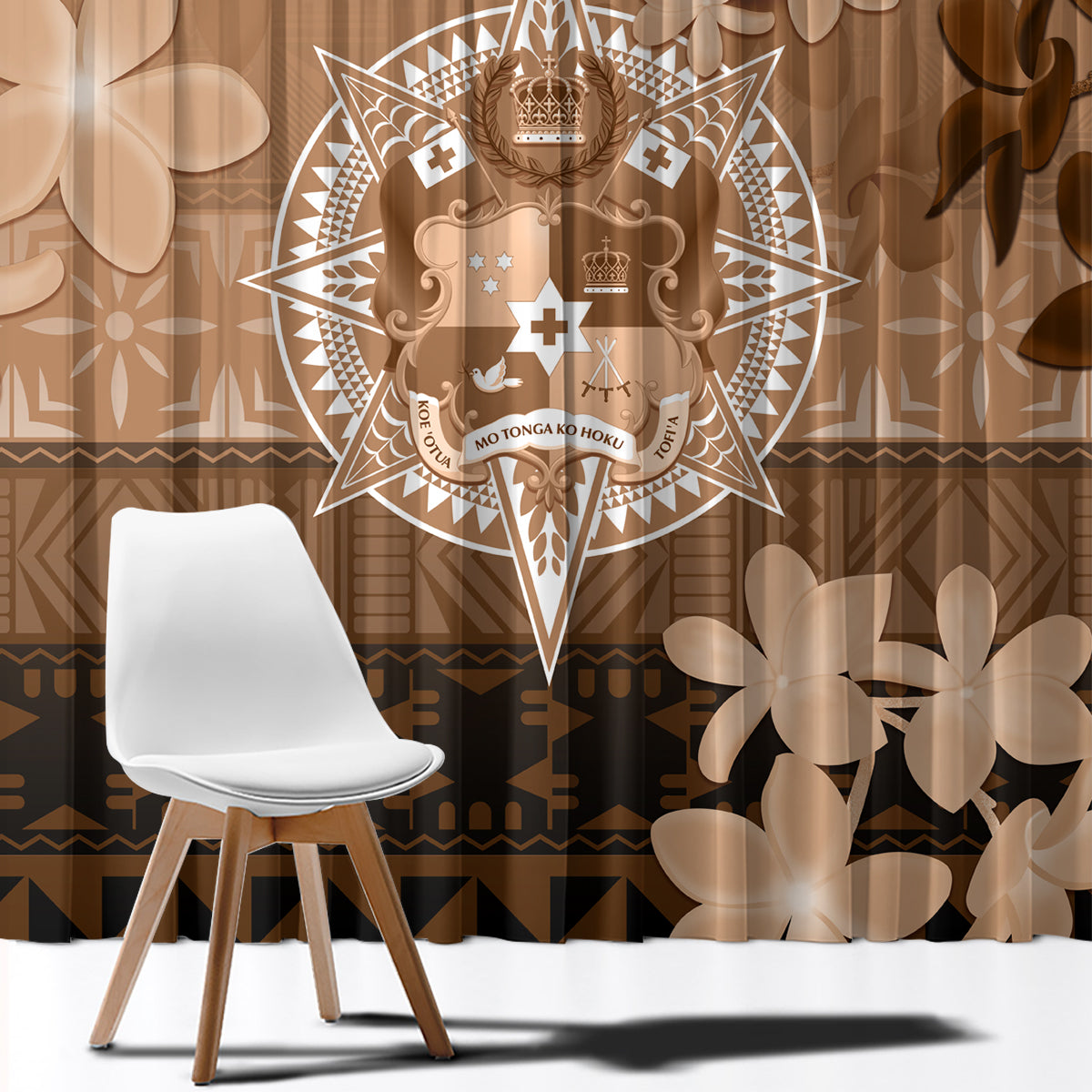 Tonga Emancipation Day Window Curtain Tongan Kupesi Ngatu Pattern Vintage Style LT05 - Polynesian Pride