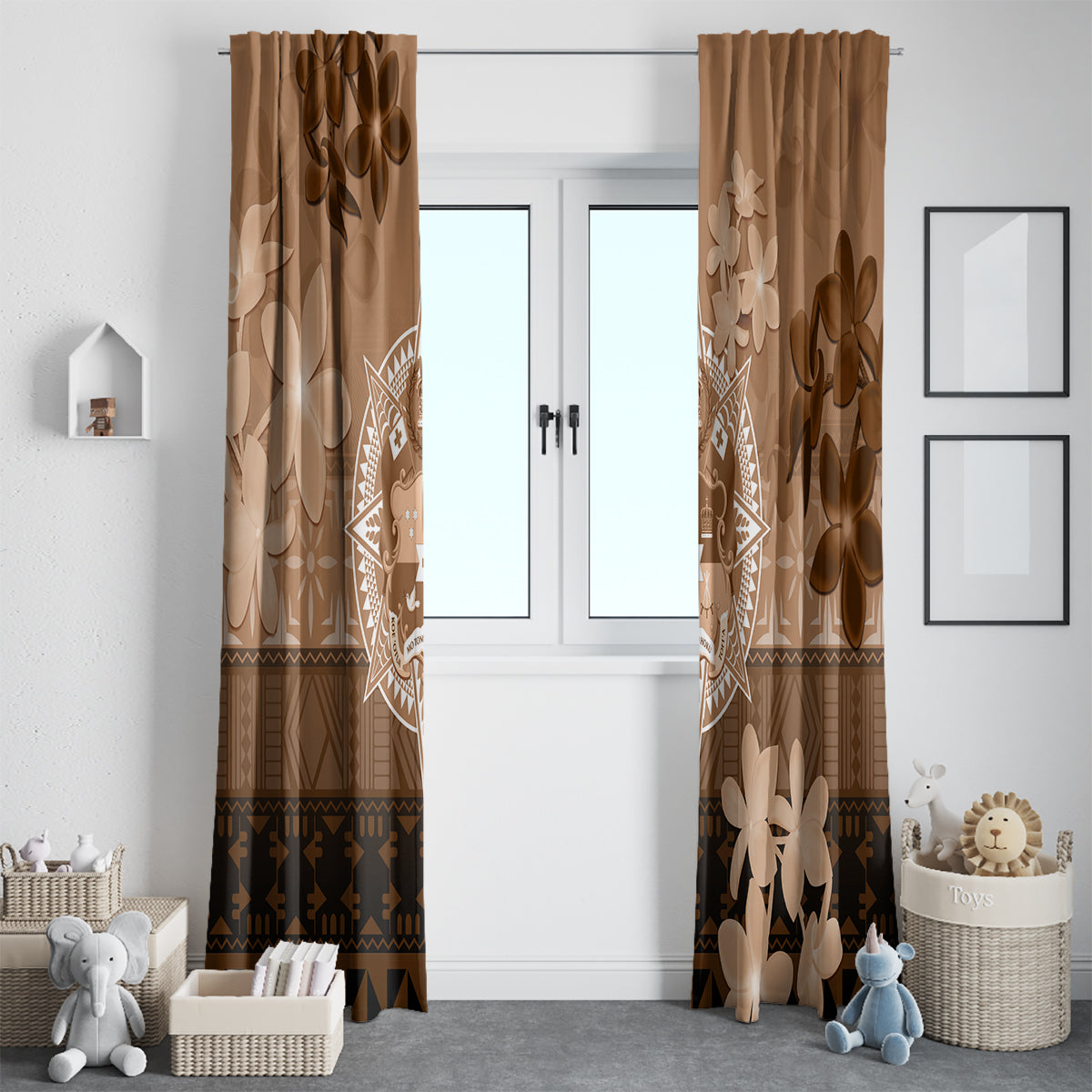 Tonga Emancipation Day Window Curtain Tongan Kupesi Ngatu Pattern Vintage Style LT05 - Polynesian Pride