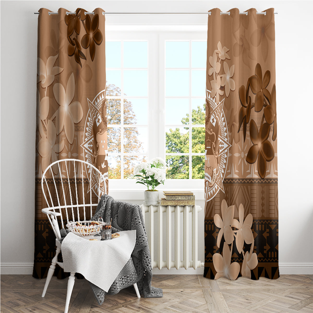 Tonga Emancipation Day Window Curtain Tongan Kupesi Ngatu Pattern Vintage Style LT05 - Polynesian Pride