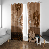 Tonga Emancipation Day Window Curtain Tongan Kupesi Ngatu Pattern Vintage Style LT05 With Grommets Brown - Polynesian Pride