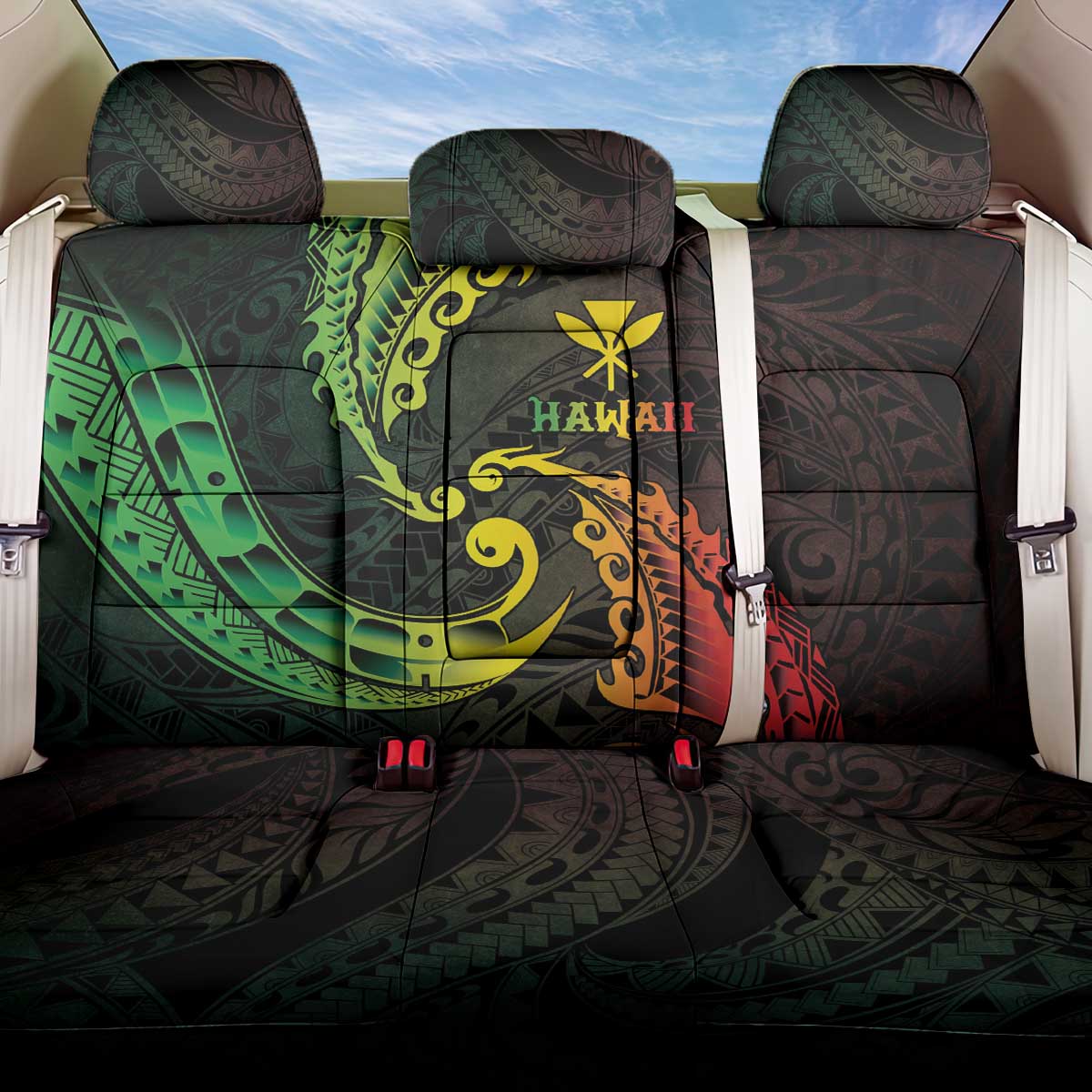 AAPI Heritage Month Back Car Seat Cover Kanaka Maoli Polynesian Tribal Wave