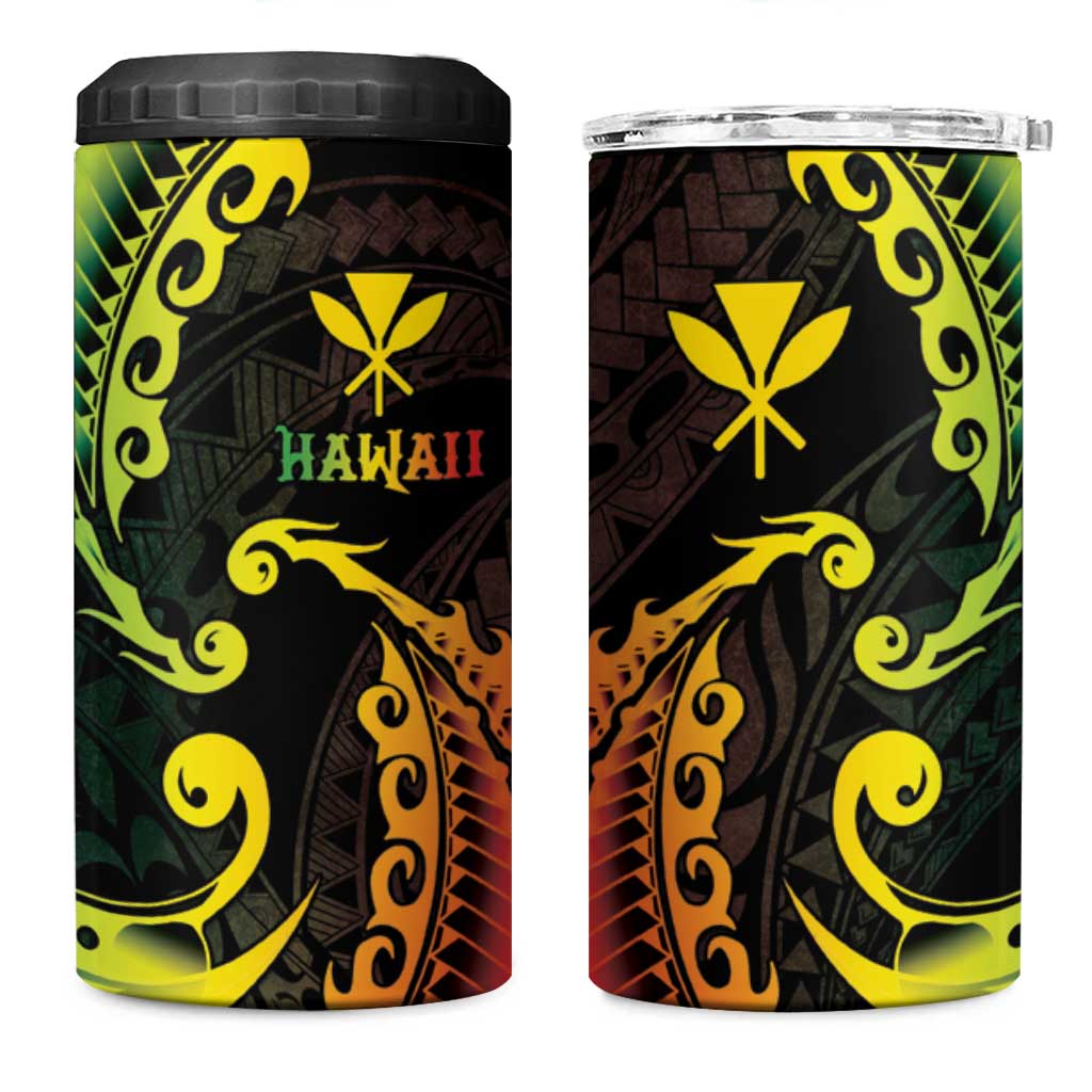 AAPI Heritage Month 4 in 1 Can Cooler Tumbler Kanaka Maoli Polynesian Tribal Wave
