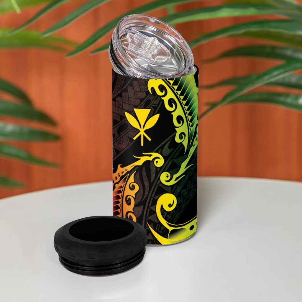 AAPI Heritage Month 4 in 1 Can Cooler Tumbler Kanaka Maoli Polynesian Tribal Wave
