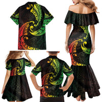 AAPI Heritage Month Family Matching Mermaid Dress and Hawaiian Shirt Kanaka Maoli Polynesian Tribal Wave