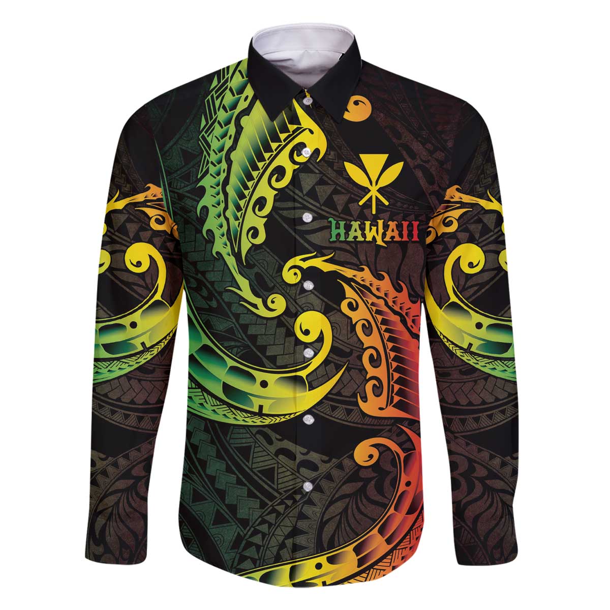 AAPI Heritage Month Family Matching Off The Shoulder Long Sleeve Dress and Hawaiian Shirt Kanaka Maoli Polynesian Tribal Wave