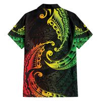 AAPI Heritage Month Family Matching Short Sleeve Bodycon Dress and Hawaiian Shirt Kanaka Maoli Polynesian Tribal Wave