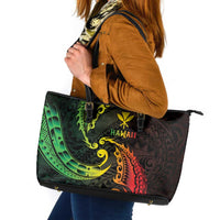 AAPI Heritage Month Leather Tote Bag Kanaka Maoli Polynesian Tribal Wave