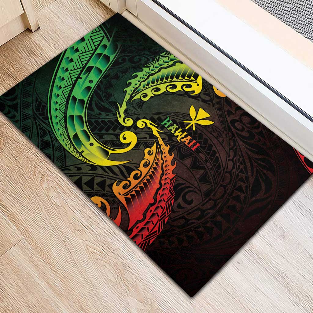 AAPI Heritage Month Rubber Doormat Kanaka Maoli Polynesian Tribal Wave