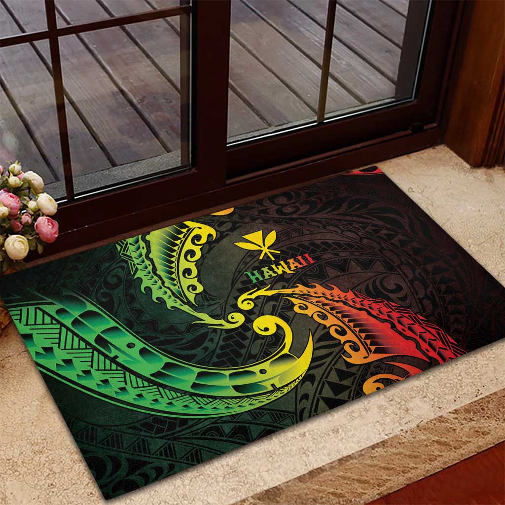 AAPI Heritage Month Rubber Doormat Kanaka Maoli Polynesian Tribal Wave